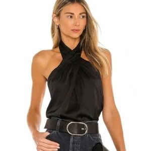 Superdown Size S Amerie Pleated Halter Top in Black
